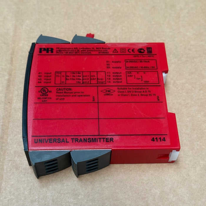 PR Electronics – 4114 – Universal Signal Transmitter, DIN‑Rail, RTD/TC/mA/V