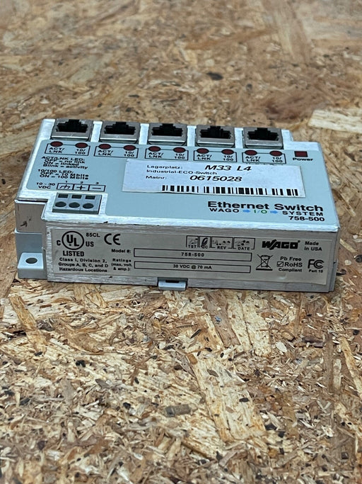 WAGO – 758‑500 – Industrial Ethernet Switch, 5-Port, 10/100 Mbps, DIN-Rail