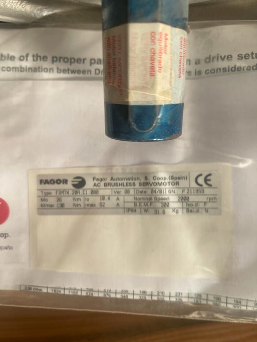 FAGOR - FXM74.20A.E1.000 - AC BRUSHLESS SERVOMOTOR 2000rpm