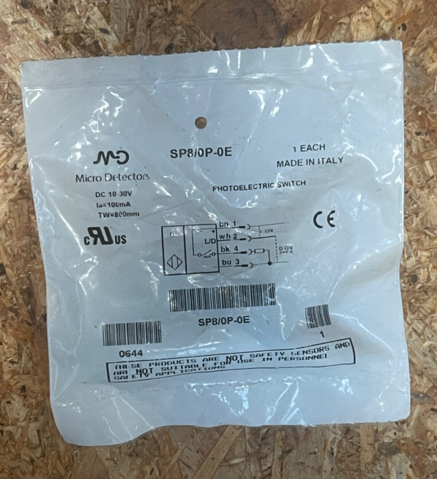 Micro Detectors – SP8/0P‑0E – M18 Tubular Diffuse Photoelectric Sensor (PNP)