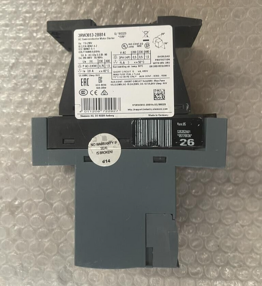 SIEMENS, 3RW3013-2BB14, SIRIUS soft starter S00 3.6 A, 1.5 kW