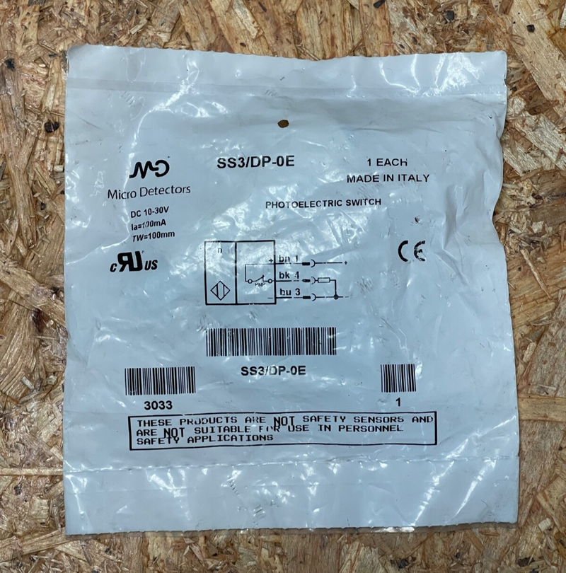 Micro Detectors – SS3/DP‑0E – M18 Tubular Diffuse Photoelectric Sensor