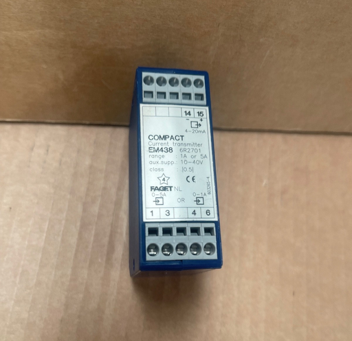 ELEQ / Faget – EM438 – Compact AC Current Transmitter 1/5 A Input, 4-20 mA O