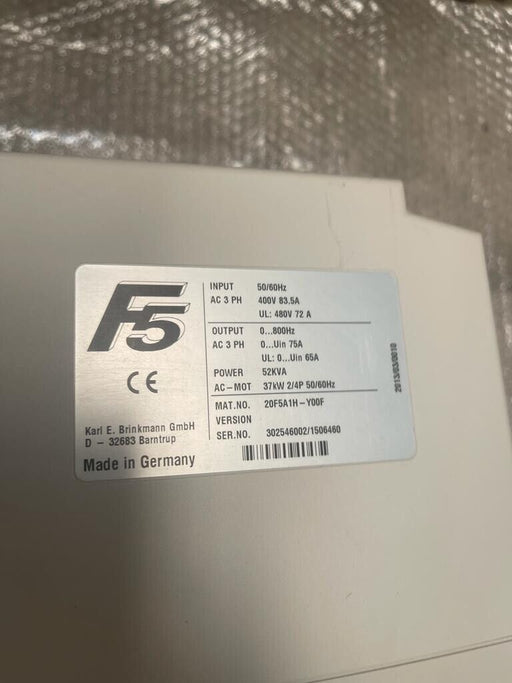 KEB COMBIVERT F5 20F5A1H-Y00F Drive Controller 37kW - 1172 Hours Runtime