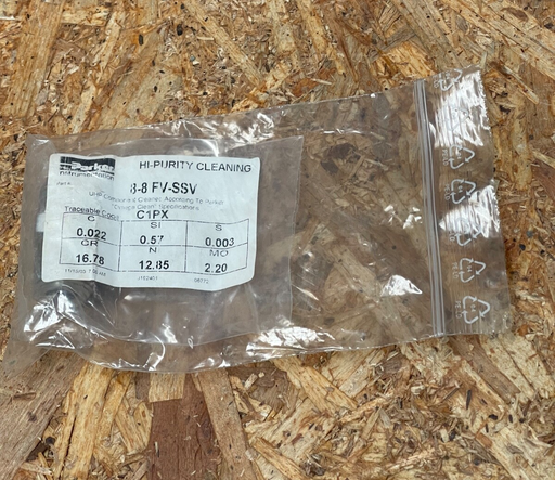 Parker VacuSeal – 8‑8 FV‑SSV – 1/2″ Stainless Steel VacuSeal VCR Adapter