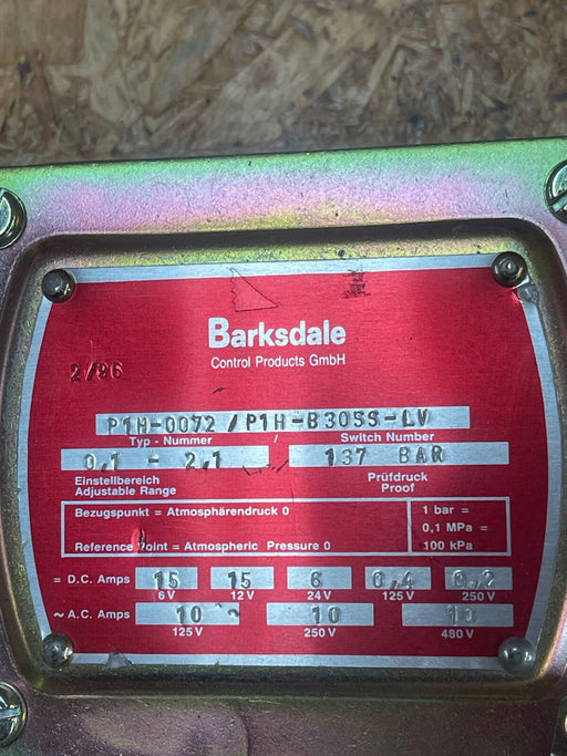 Barksdale – P1H-0072 / P1H-B3055-LV – Pressure Transmitter, 0–72 psi Range