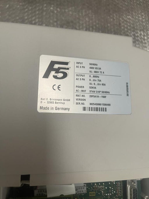KEB COMBIVERT F5 20F5A1H-Y00F Drive Controller 37kW - 812 Hours Runtime
