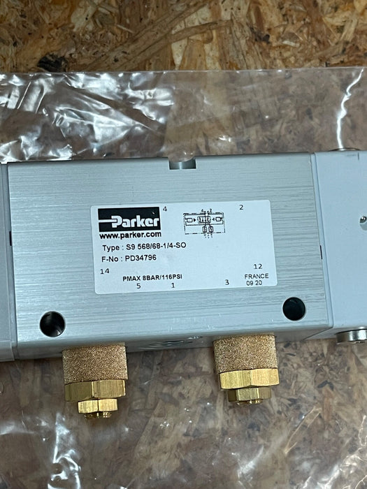 Parker - PD34796 - S9 568/68-1/4-SO 5/2 Oscillating Pneumatic Valve, G1/4” ￼