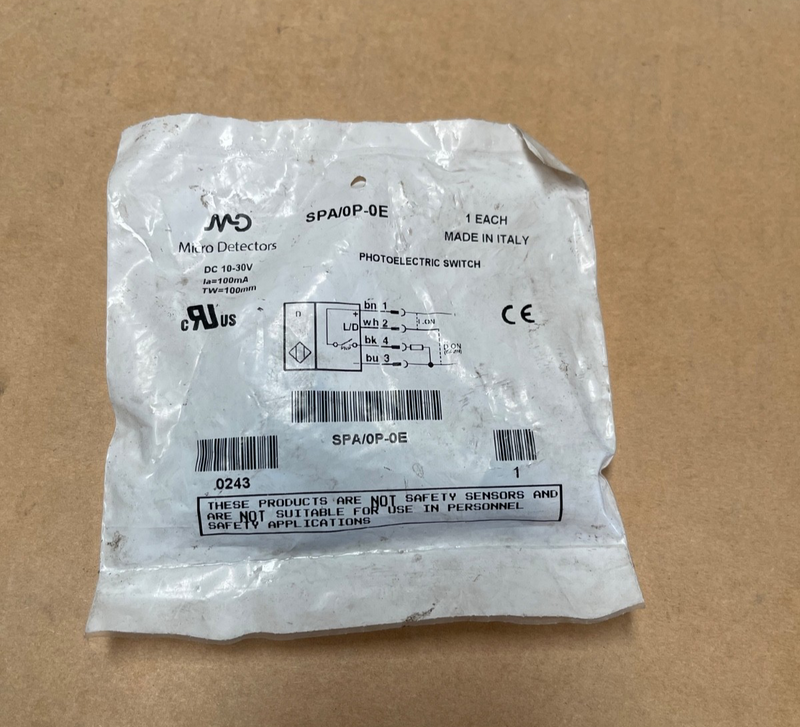 Micro Detectors – SPA/0P‑0E – M18 Photoelectric Sensor, Through‑Beam / Polarised