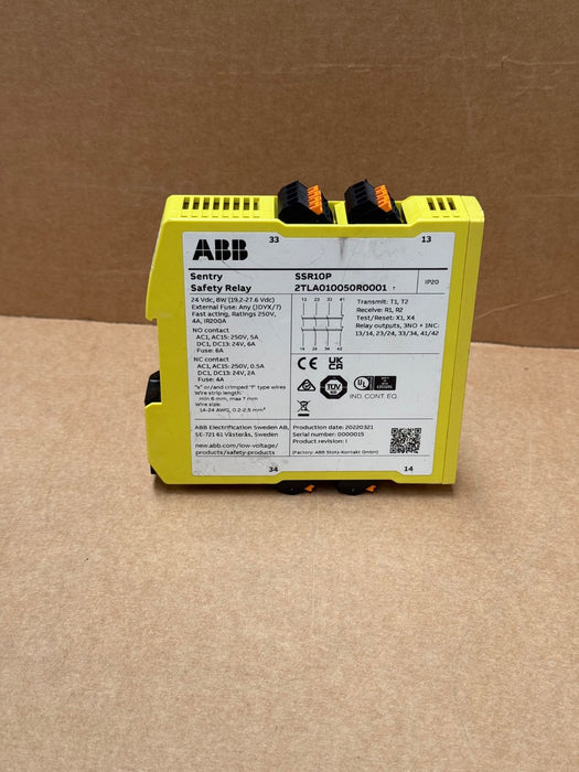 ABB – 2TLA010050R0001 – SENTRY SSR10P Safety Relay, 3NO+1NC, 24 VDC