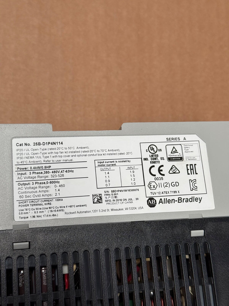 Allen-Bradley – 25B‑D1P4N114 – PowerFlex 525 AC Drive, 0.5 HP, 480 V