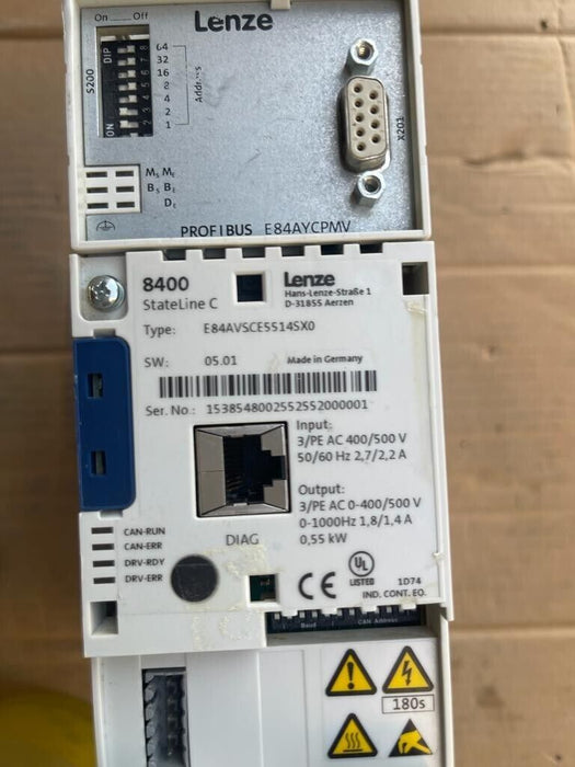 Lenze, E84AVSCE5514SX0, 8400 StateLine C, Inverter Drive 0,55 kW