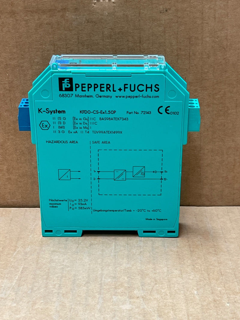 Pepperl+Fuchs – KFD0‑CS‑Ex1.50P (72143) – 1‑Channel Intrinsically Current Repeat