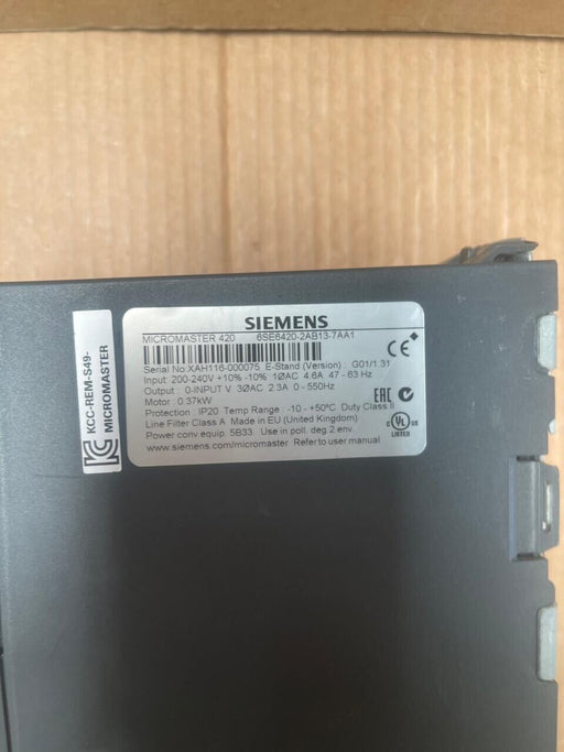 Siemens - 6SE6420-2AB13-7AA1 - MICROMASTER 420 Inverter, 0.37 kW, 1AC 200-240V