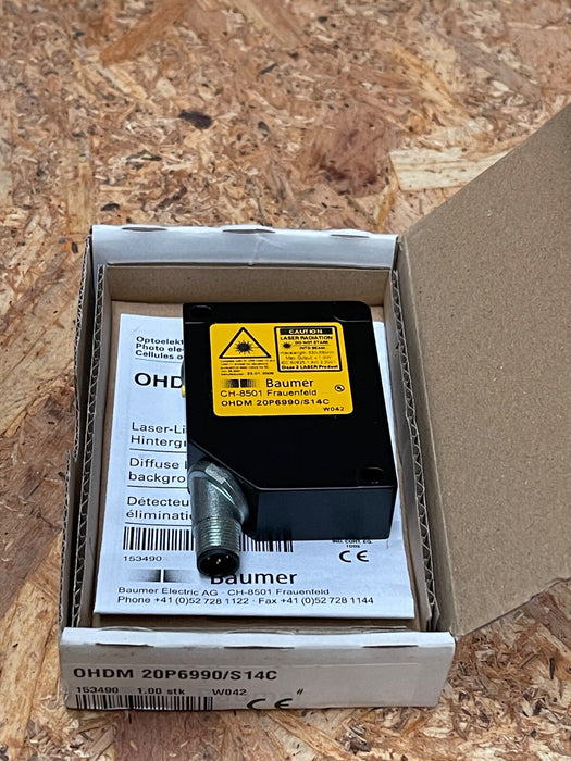 Baumer - OHDM 20P6990/S14C - Laser Diffuse Sensor, 210–1500 mm, PNP, M12, IP67