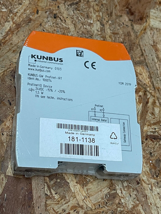 KUNBUS – PR100074 RevPi Gate PROFINET IRT – DIN‑Rail PROFINET Gateway