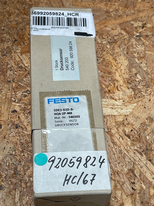 Festo - 540203 - SDE3-D2D-B-HQ4-2P-M8 Pressure Sensor, 0–2 bar, 2x PNP, LCD