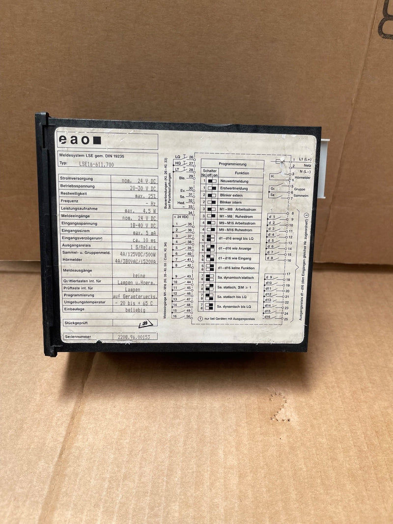 LSE – LSE16-611.700 – 16-Channel “New-Value / First-Up” Alarm Indicator Panel