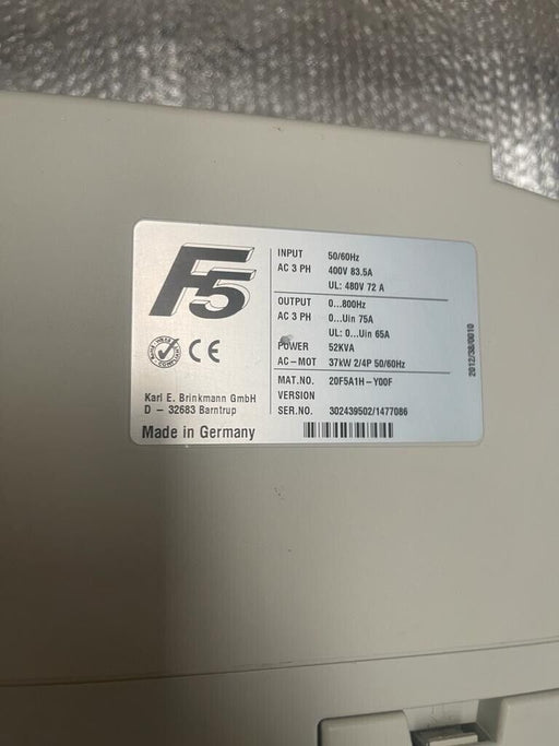 KEB COMBIVERT F5 20F5A1H-Y00F Drive Controller 37kW - 5132 Hours Runtime