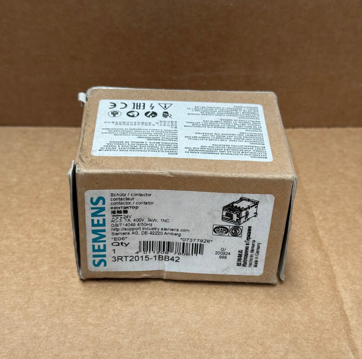 Siemens – 3RT2015‑1BB42 – SIRIUS S00 Power Contactor, 7 A @ 400 VAC, 24 VDC Coil