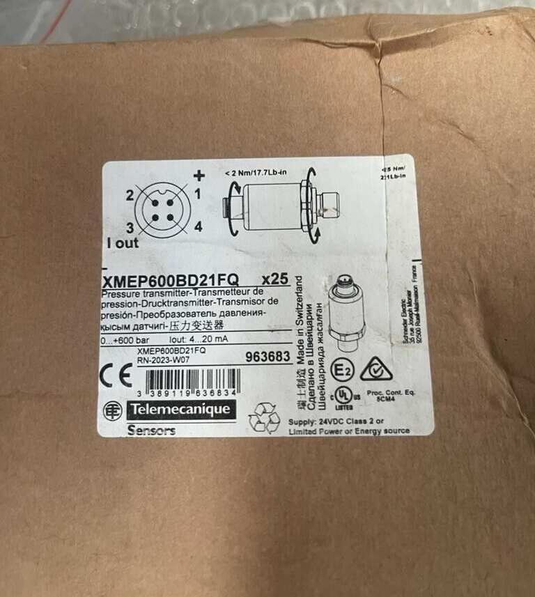 1xpc of Telemecanique, XMEP600BD21FQ, Pressure transmitter, 0..+600 bar 4...20mA