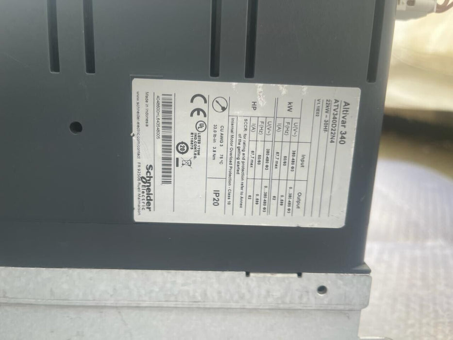 Schneider Electric Altivar 340 - ATV340D22N4 - VFD 22kW - 30HP - 380/480VAC