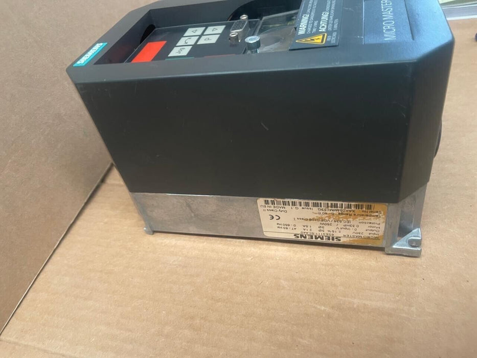 Siemens 6SE3111-5CA40 MICROMASTER VFD, 250W, 1/3-Phase, 230V AC
