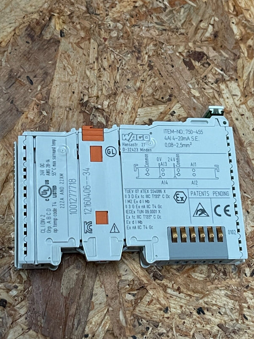 WAGO - 750-455 - 4-Channel Analog Input Module, 4–20 mA, 12-bit, IP20