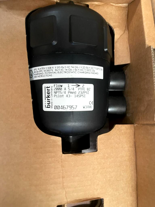 Burkert 00467957 2000 A 5/4 PtFE BZ NPT5/4 Pmed 232PSI Pilot 43- 145PSI
