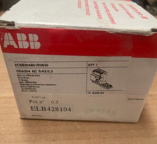 ABB 2CSB204901R3630 DDA204 AC S-63/0.3 Residual Current Device Block