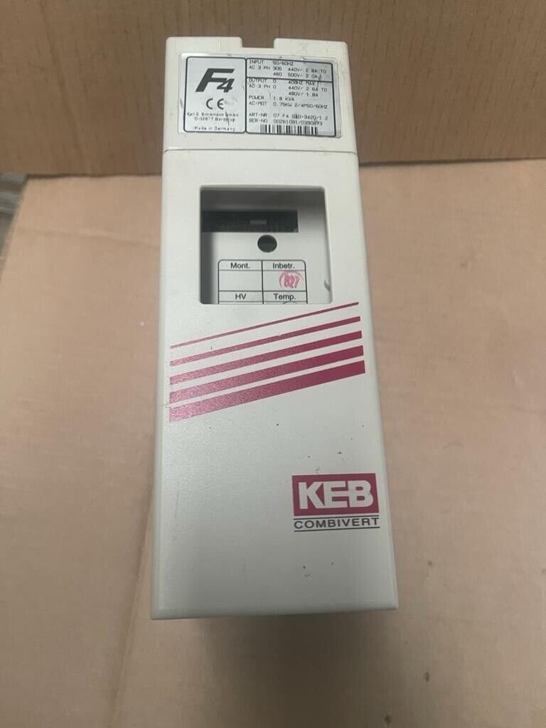 KEB VFD 07.F4.S3D-3420/1.2 1.8KVA 0.75kW 3PH 305-500V