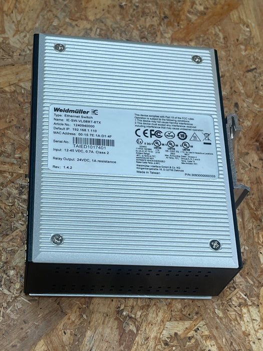 Weidmüller – IE‑SW‑VL08MT‑8TX (1240940000) – Managed 8‑Port Industrial Ethernet