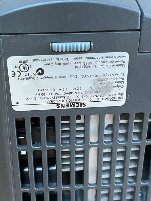 Siemens – 6SE6440‑2UD23‑0BA1 – MICROMASTER 440 3 kW Drive, 380–480 V 3‑Phase