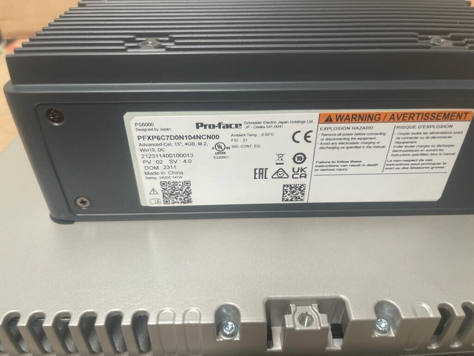 Pro-Face PS6000 PFXP6C7D0N104NCN00 with PFXDM6700TM Display Win10 15" 4GB M.2
