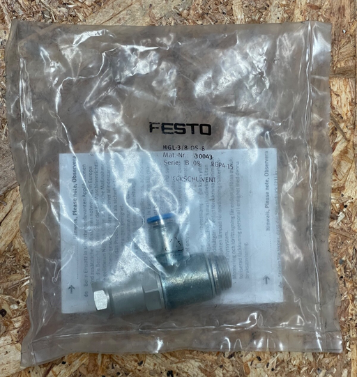 Festo – 530043 (HGL‑3/8‑QS‑8) – Piloted Check Valve, QS‑8 × G⅜