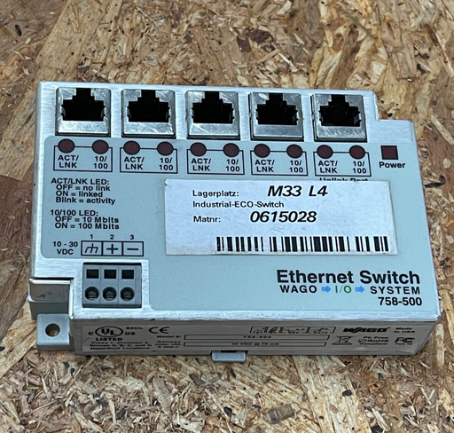 WAGO – 758‑500 – Industrial Ethernet Switch, 5-Port, 10/100 Mbps, DIN-Rail
