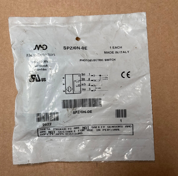 Micro Detectors – SPZ/0N‑0E – M18 Retro‑Reflective Photoelectric Sensor Receiver