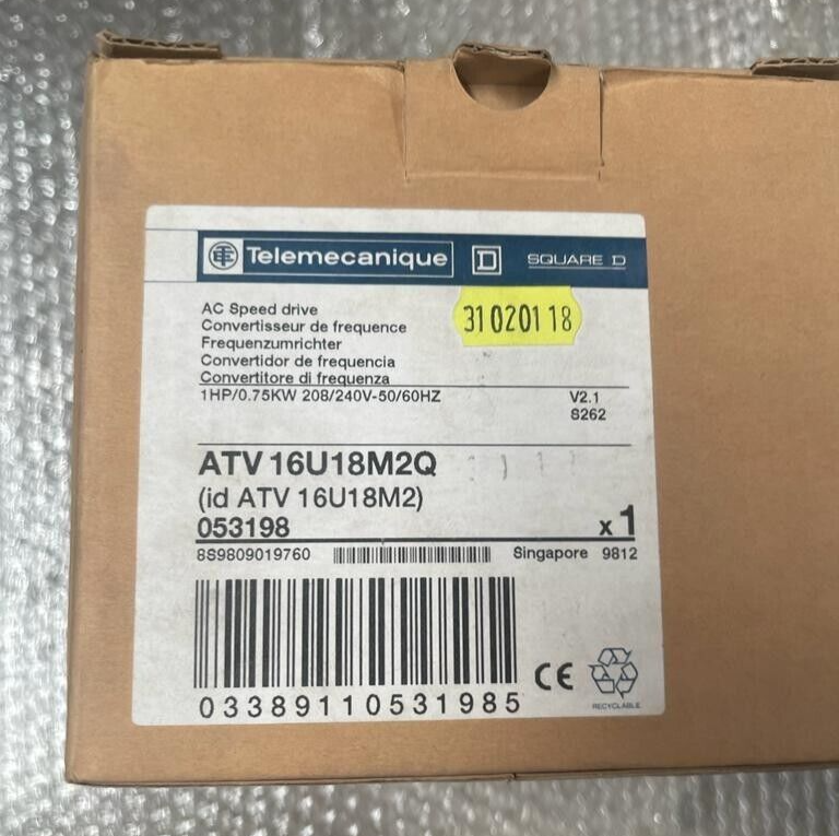 Telemecanique SQUARE D, ATV16U18M2Q, AC Speed drive 1HP/0.75kW 208/240VAC 1,8KVA