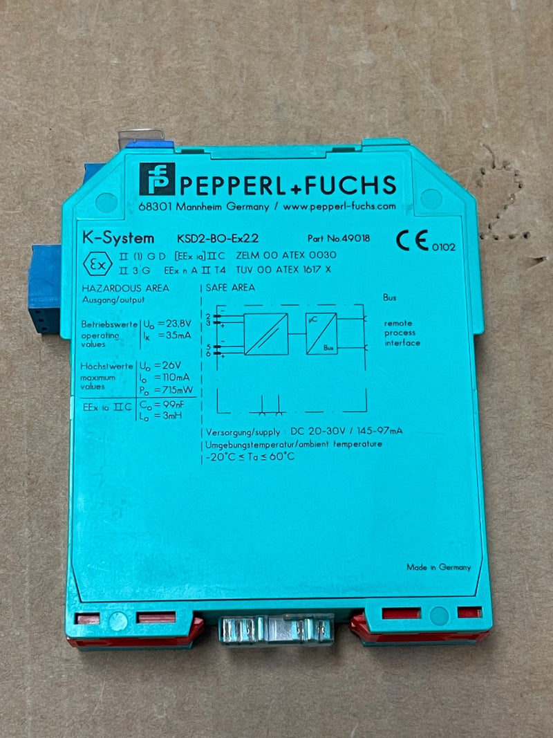 Pepperl+Fuchs – KSD2‑BO‑Ex2.2 (49018) – 2‑Channel Intrinsically Solenoid Driver