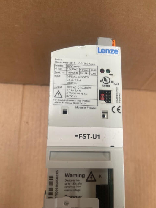 Lenze - EDK82EV222 - 13436007 - 8200 Vector Frequency Inverter, 0.55 kW, 230 V