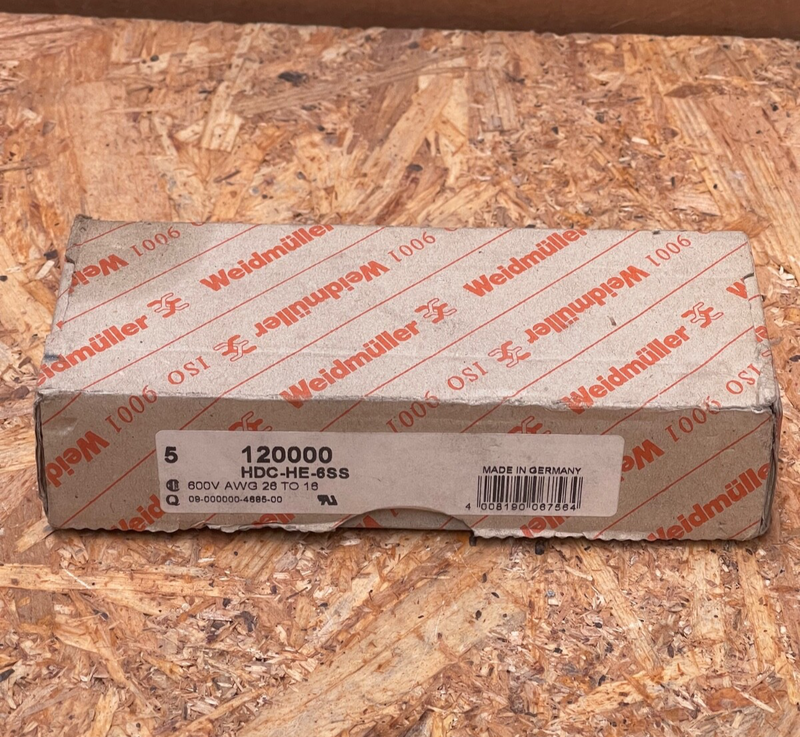 5PC Weidmüller – HDC‑HE‑6SS (120000) – Heavy‑Duty 6‑Pole Male Screw‑Clamp Insert