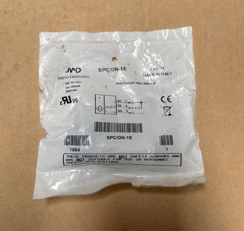 Micro Detectors – SPC/DN‑1E – M18 Photoelectric Sensor, Diffuse Mode, NPN Output