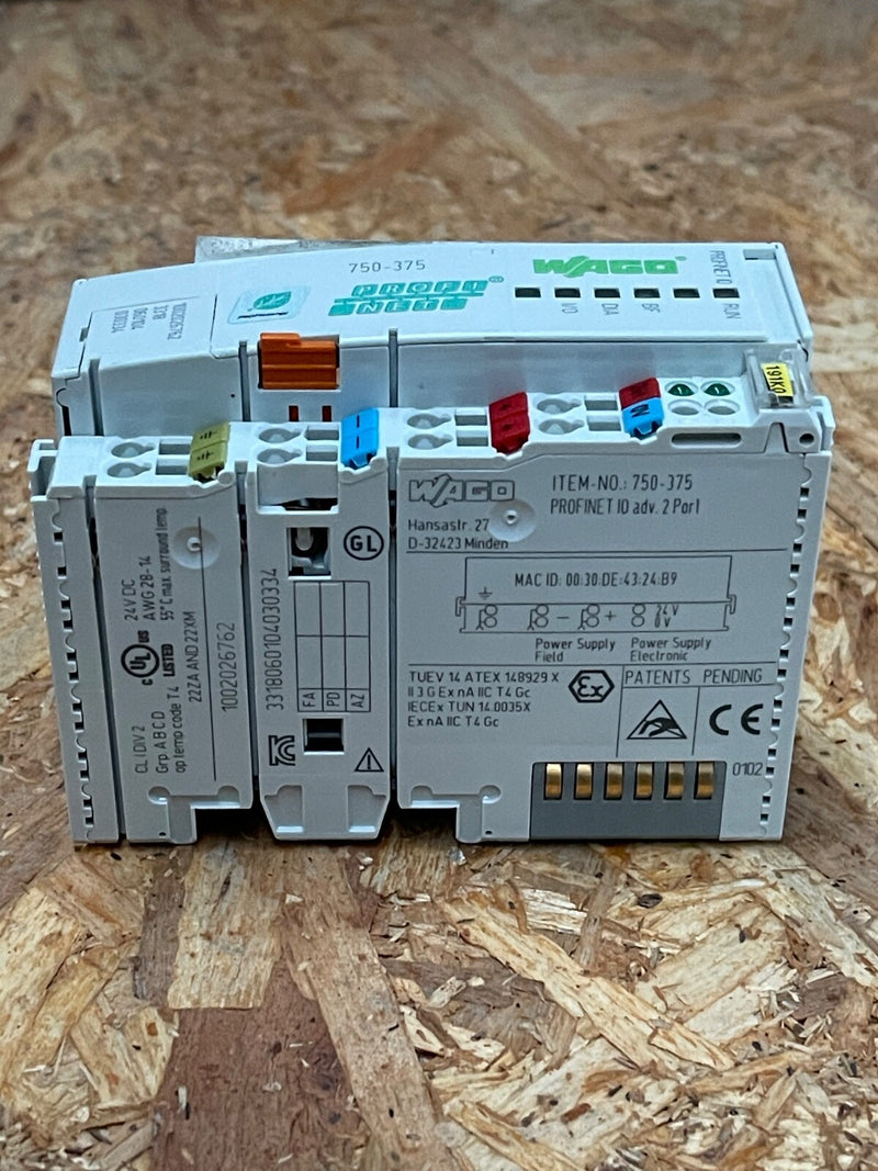 Wago Profinet Module WAGO - 750-375 - PROFINET IO Fieldbus Coupler, 3rd Gen, 24 V DC, IP20 ...