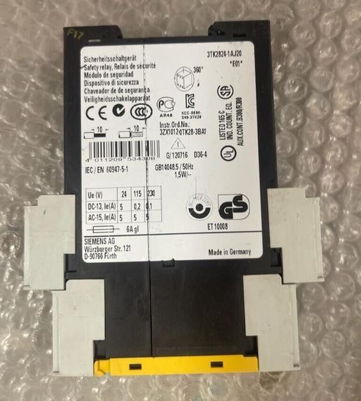 SIEMENS, 3TK2824-1AJ20, SIRIUS safety relay with relay enabling circuits