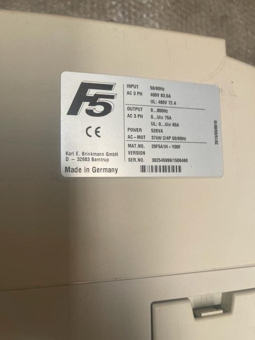KEB COMBIVERT F5 20F5A1H-Y00F Drive Controller 37kW - 1007 Hours Runtime