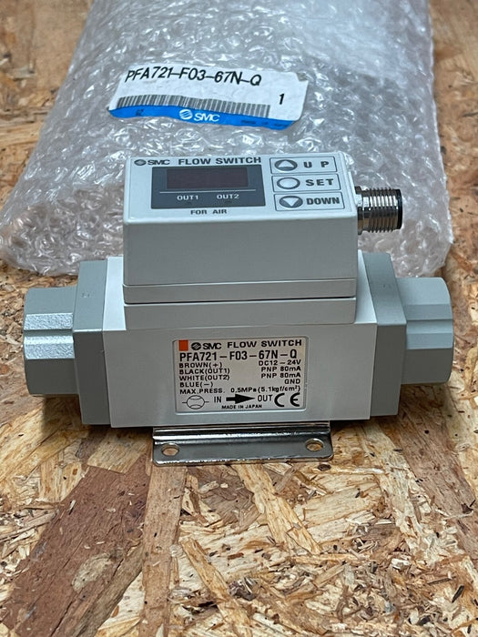 SMC – PFA721‑F03‑67N‑Q – Digital Flow Switch (Air/N₂), 20–200 L/min, 3/8” G Port