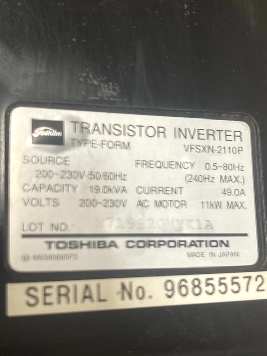 TOSHIBA Transistor Inverter Tosvert VFSXN-2110P 200V-11kW