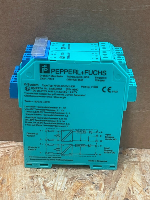 Pepperl & Fuchs – KFD0‑CS‑EX2.50P – 2Channel Intrinsically Safe 4–20 mA Repeater