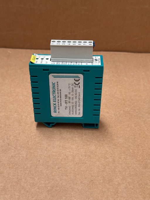 Rinck Elektronik – TV‑PT100 (B302.2) – Pt100 → 10 V/20 mA DIN‑Rail Converter