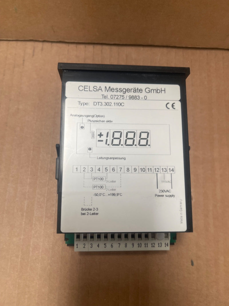 CELSA – DT3.302.110C – Digital Temperature Indicator for PT100 Sensor (230 V AC)